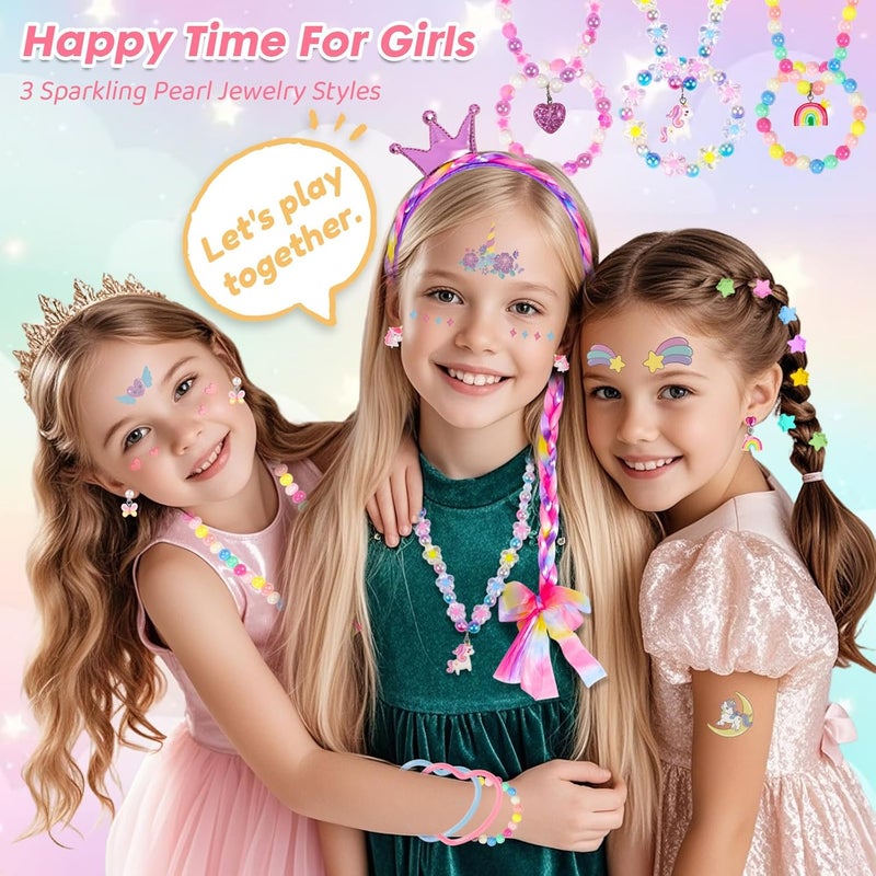 PinkSheep Unicorn Kids Jewelry for Girls: Toddler Princess Dress Up Unicorn Toy Set, Ring Necklace Bracelace Earing Clip for Little Girls, for Kids Toddler Jewelry Age 3-8 - Image 5